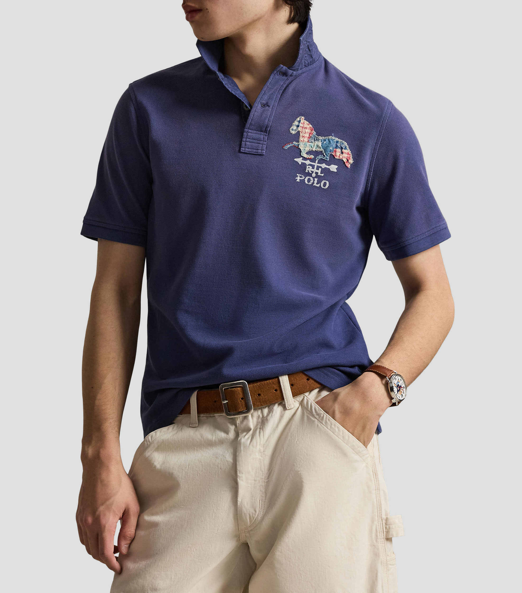 Playera tipo polo manga corta lisa Hombre